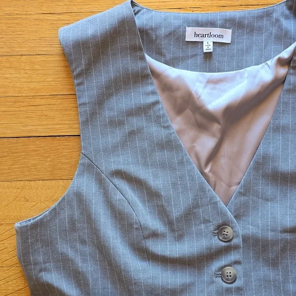 Heartloom, Light Gray Pinstripe Vest, EUC, Women's L - Picture 5 of 13